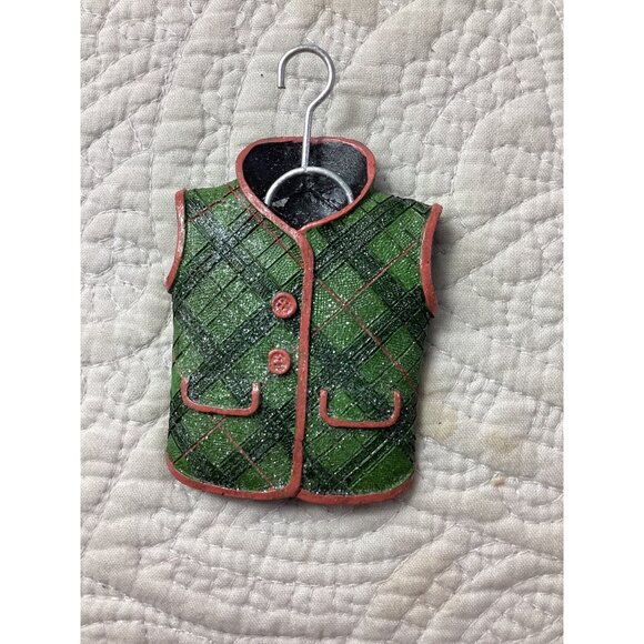 Giftcraft Green Plaid Mini Backpack & Vest Christmas Tree Ornament Set *NWT - Picture 4 of 5